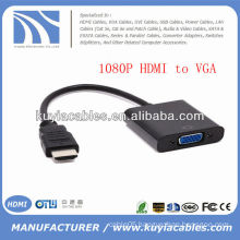 1080p HDMI to VGA Video Cable Adapter Built-in Chipset Black